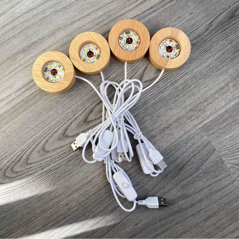 Wooden LED Light Base for Crystals
